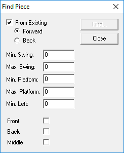 Find Piece dialog box