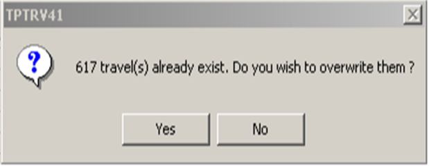Message showing number of duplicate travels