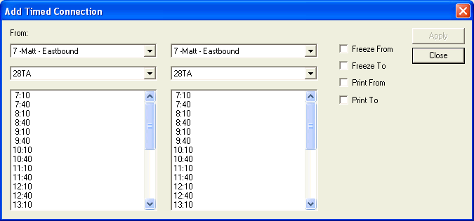 Add Times Connection dialog box