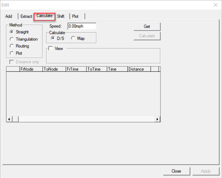 Calculate tab on Node to Node Edit dialog box
