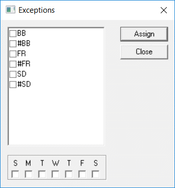 Exceptions Dialog Box