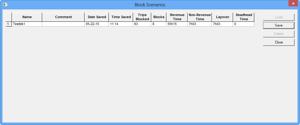 Block Scenario dialog box