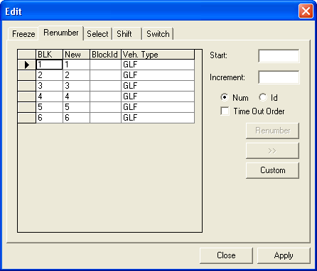 Edit dialog box with the Renumber tab open