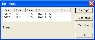 Test Hook dialog box