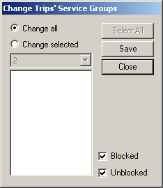 Change Trips' Service Groups dialog box