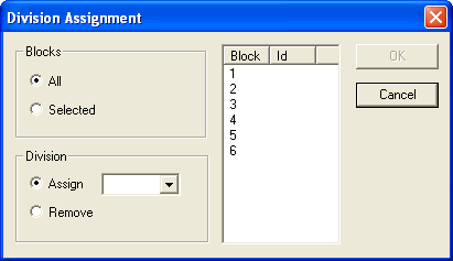 Division Assignment dialog box