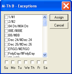 M-Th B - Exceptions dialog box