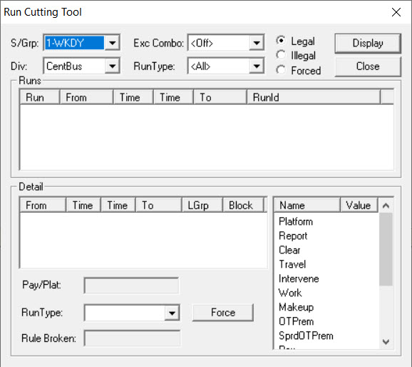 Run Cutting Tool dialog box
