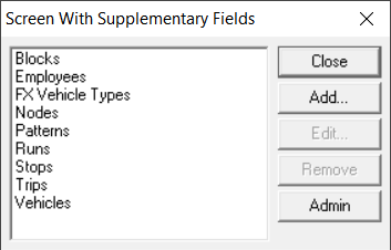 Screen with Supplementary Fields dialog box