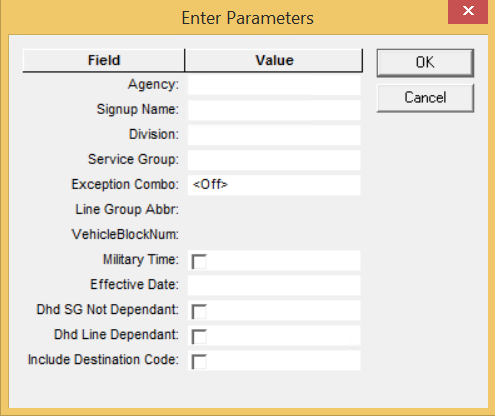Block Paddle parameters