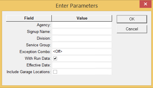 Pullout Sheet parameters