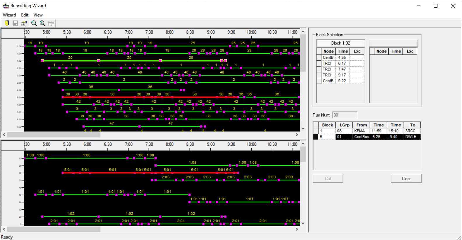 Runcutting Wizard dialog