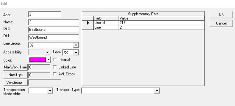Edit dialog with Linked Line option