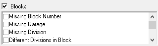 Blocks pane of FX Data Integrity Check dialog