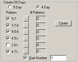 Create Off Days frame with the 4 Day option selected