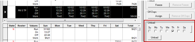 Rostering grid with sample data