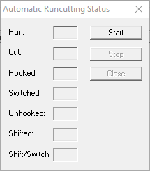 Automatic Runcutting Status dialog box