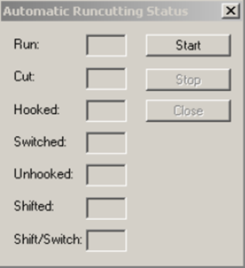 Automatic Runcutting Status dialog box