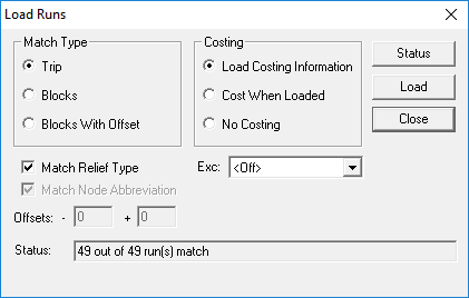 Load Runs dialog box