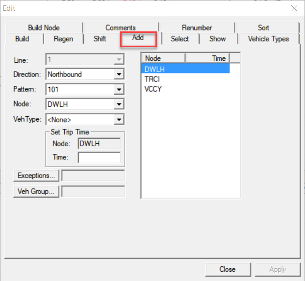 Add tab in Trips Edit dialog box