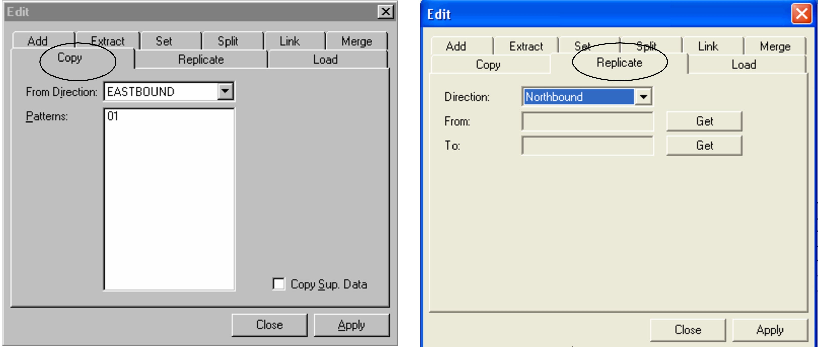 Copy and Replicate tabs in Run Times Edit dialog box