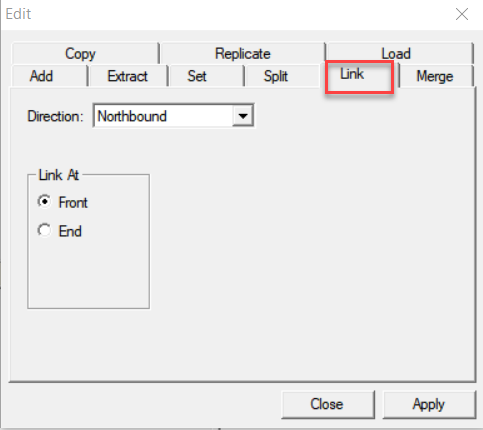 Link tab in Run Times Edit dialog box