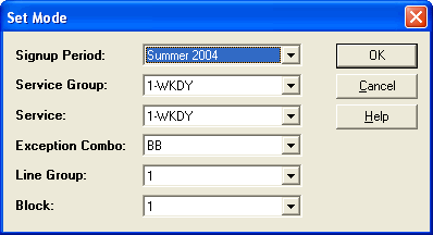 Set Mode Block dialog box