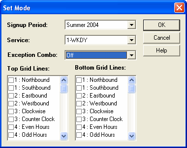 Set Mode dialog box