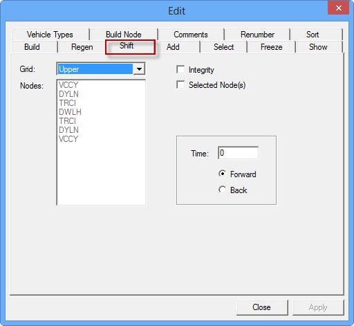 Grid field on Shift tab