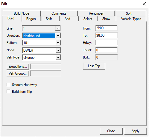 Edit dialog box of the Blocking screen