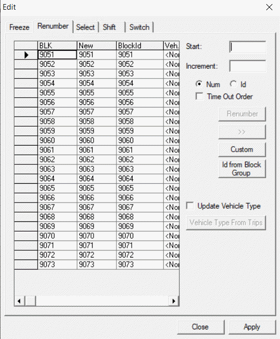 Edit dialog box with the Renumber tab open