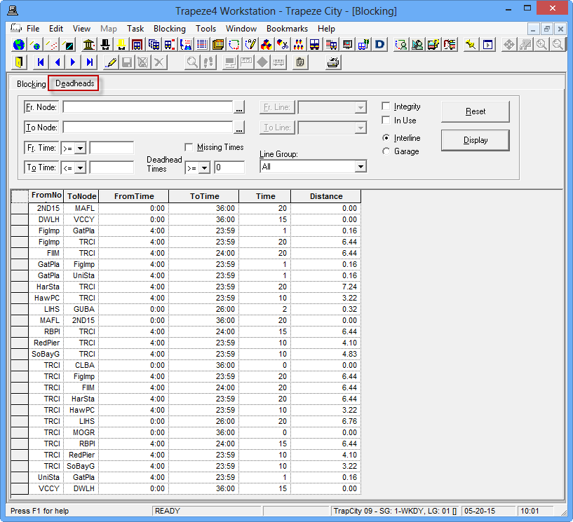 Blocking screen with the Deadheads tab open