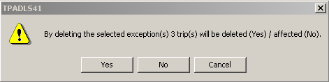 Deleting Exceptions message box