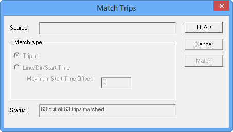 Match Trips dialog box