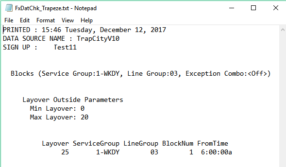 Sample data check report