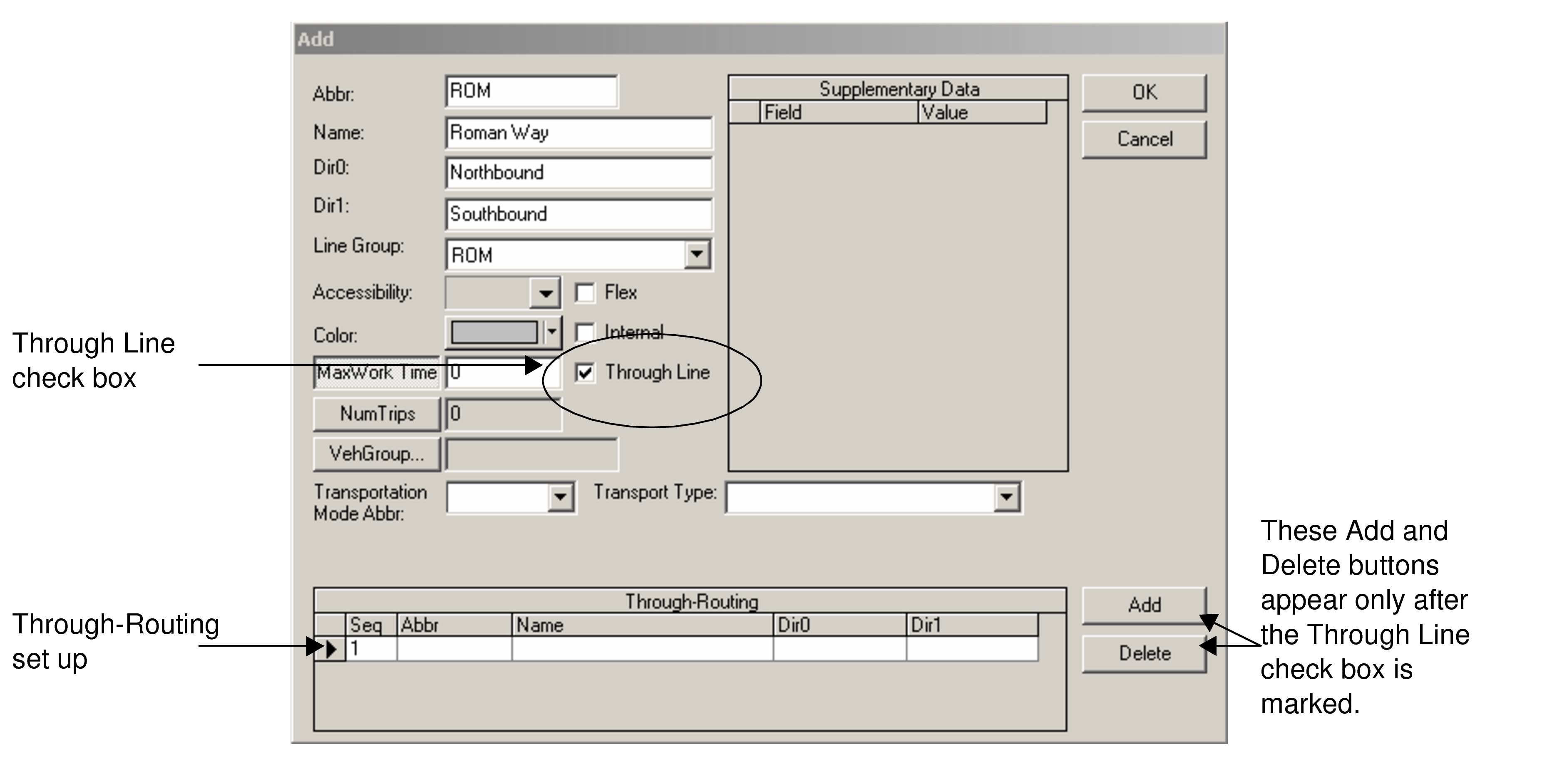 Through Line option in Edit dialog box