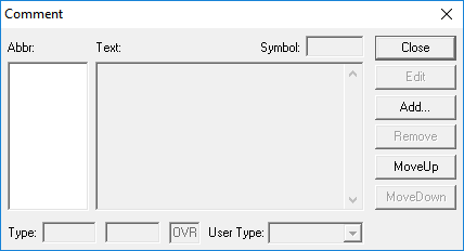 Comment dialog box