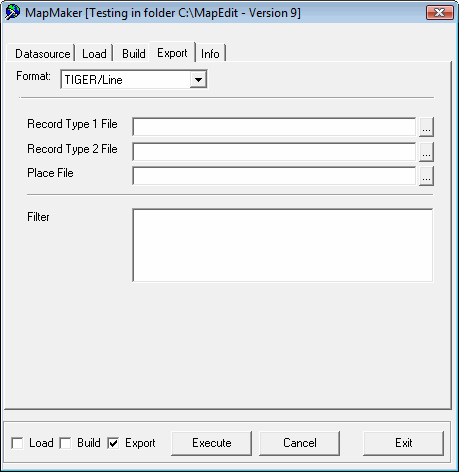 MapMaker screen with the Export tab open