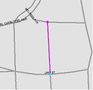 Map showing a two-point segment