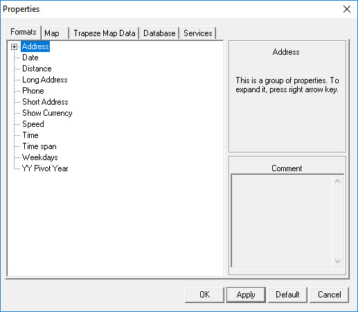 Map Format properties