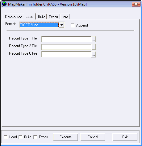 MapMaker screen with the Load tab open