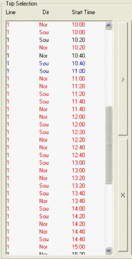 Trip Selection frame