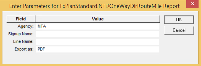 Enter Parameters dialog box