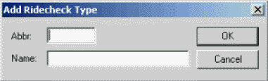 Add Ridecheck Type dialog box