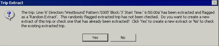 Trip Extract message box