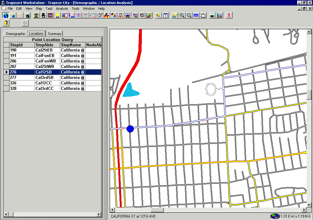 Locations tab in the Spatial Analysis screen