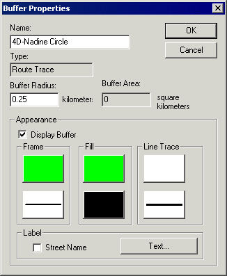 Buffer Properties dialog box