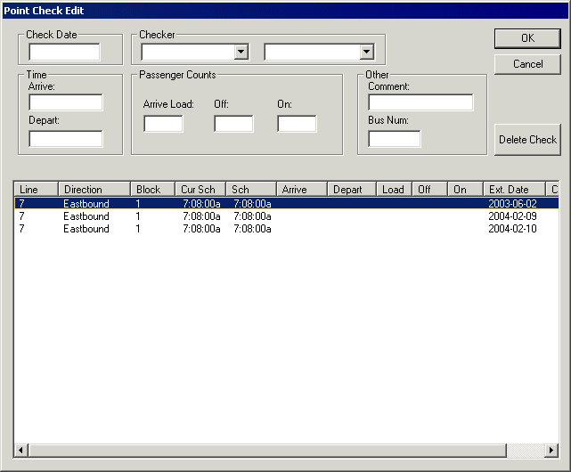 Point Check Edit dialog box