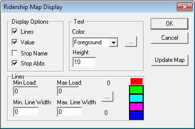 Ridership Map Display dialog box