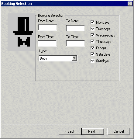 Booking Selection dialog box